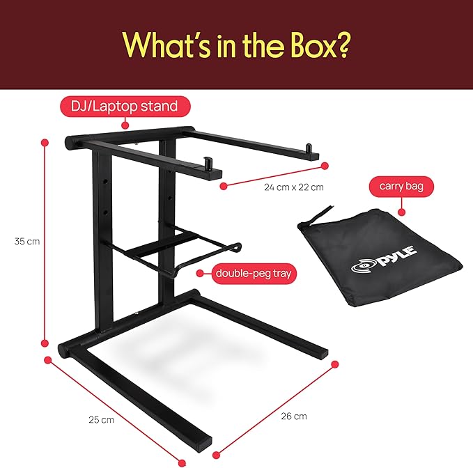 Pyle Portable Folding Laptop Stand - Foldable Laptop Stand with Adjustable Height, Secondary Accessory Tray for iPad, Tablet, DJ Mixer, Workstation, Gaming, Home Use and Carrying Bag Included - Image 7