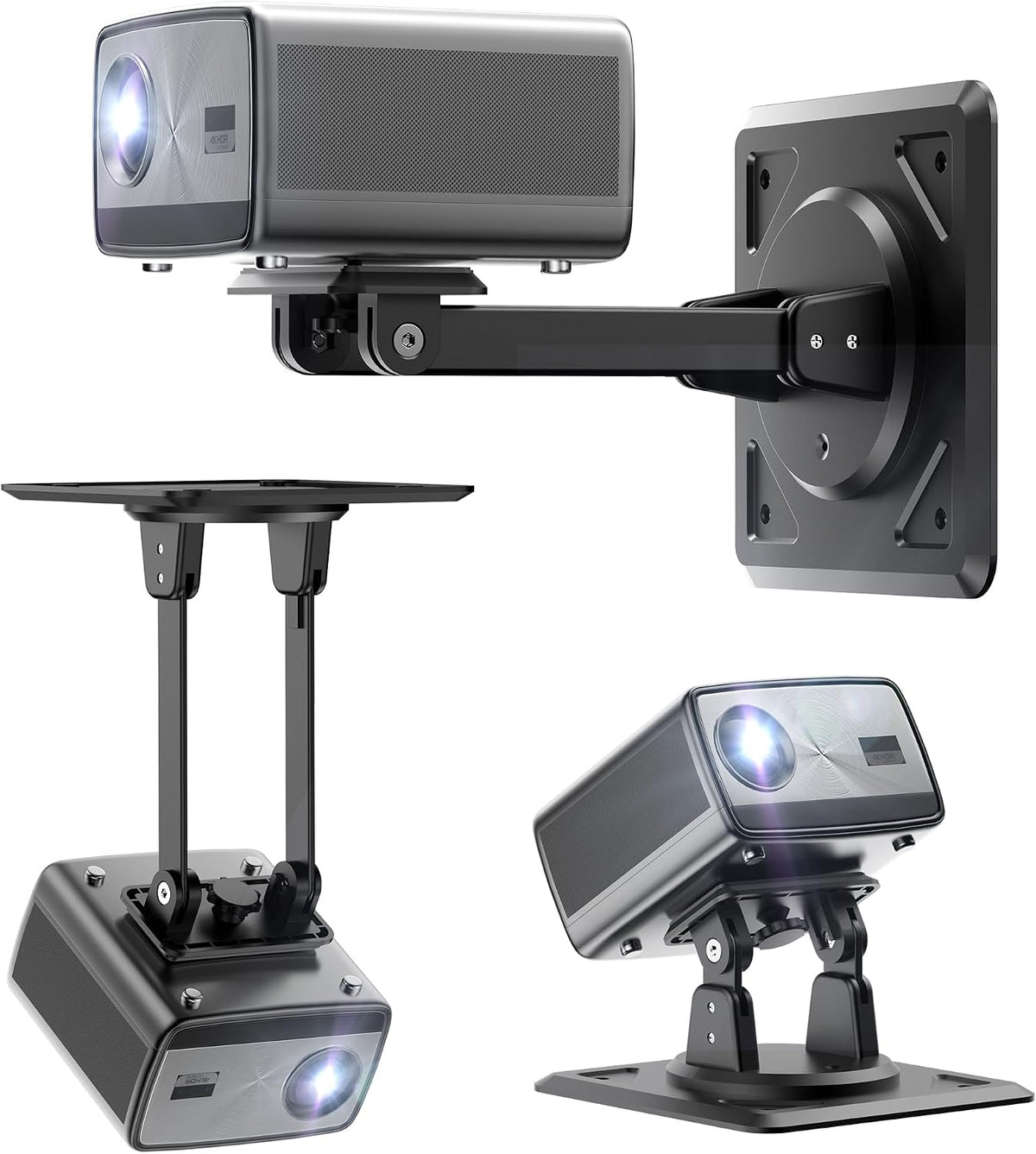 3-in-1 Projector Stand, Ceiling Wall Desktop Mount, 360° Swivel & 180° Tilt, 1/4 Inch Screw, ABS Material, Works with Nebula Capsule 3/Air/Pro, XGIMI Halo+/MoGo and Most Projectors (Black) by Haweah