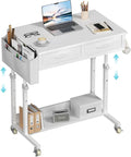 WINAZ Small Rolling Desk with Drawers & Storage - 32 Inch Adjustable Height Standing Desk on Wheels for Teachers, Students, Portable Mobile Workstation for Home Office, Small Spaces, Sewing & Crafts by Unknown