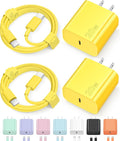 iPhone 17 16 15 Charger Fast Charging Type C Chargers USB C Charger Block | for iPhones, iPads,Tablets, Android phones,20W iPhone Charger USB-C Power Adapter,with Long 6FT USB C Charging Cables(Yellow) by NOVOBIT