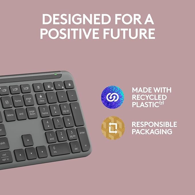 Logitech Signature Slim K950 Wireless Keyboard Sleek Design - Graphite | Sleek design, switch typing between devices, quiet typing, Multi-OS, Windows, Mac, Chrome - Image 11