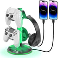 RGB Headphone Stand for Desk, Innovative Headset Stand with 9 Light Modes - Controller Holder with USB Charging and Type-c Port, Gamepad Earphone Accessories (Black) by KELJUN