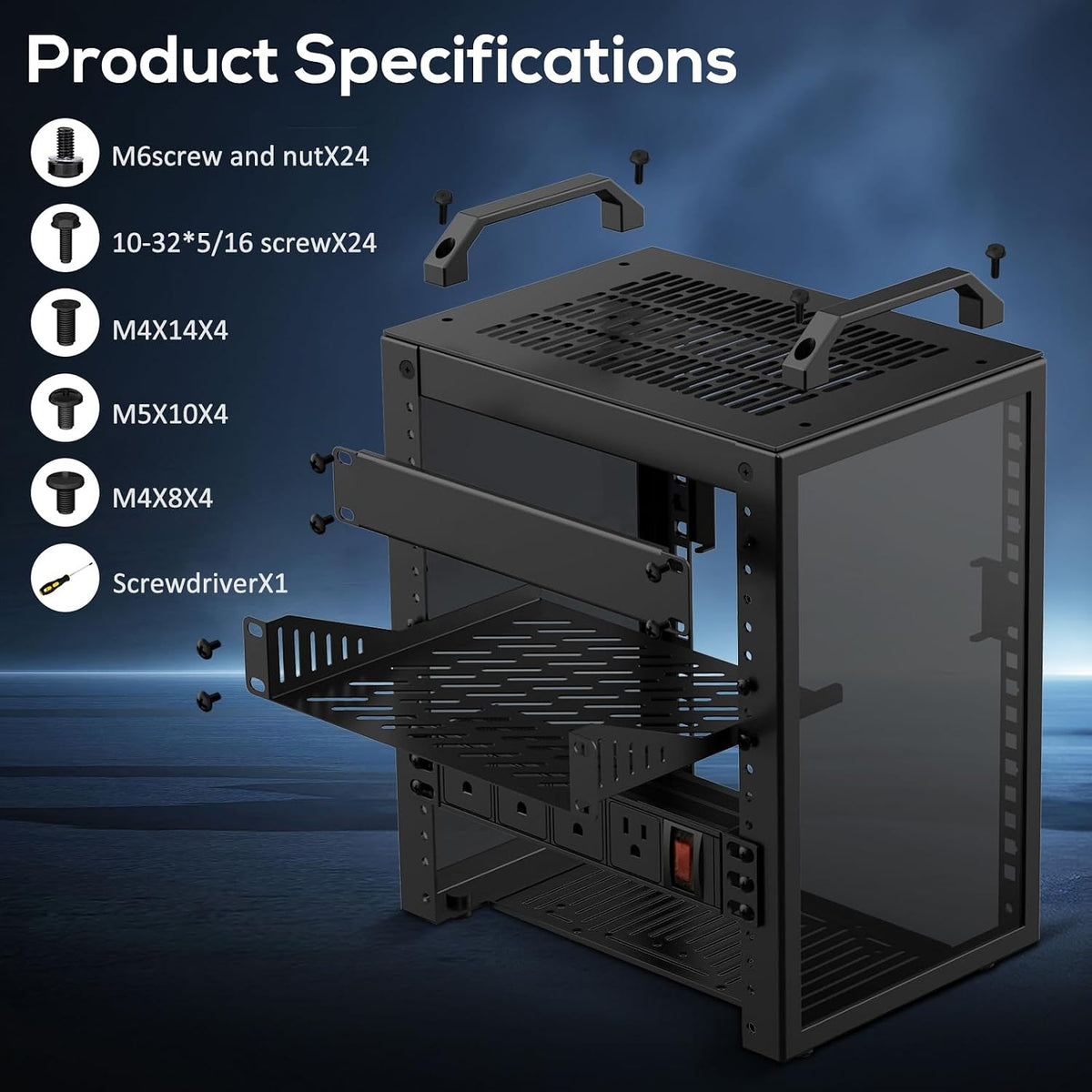 10Inch Mini Server Rack,6U Network Rack with Rack PDU Power - Image 5