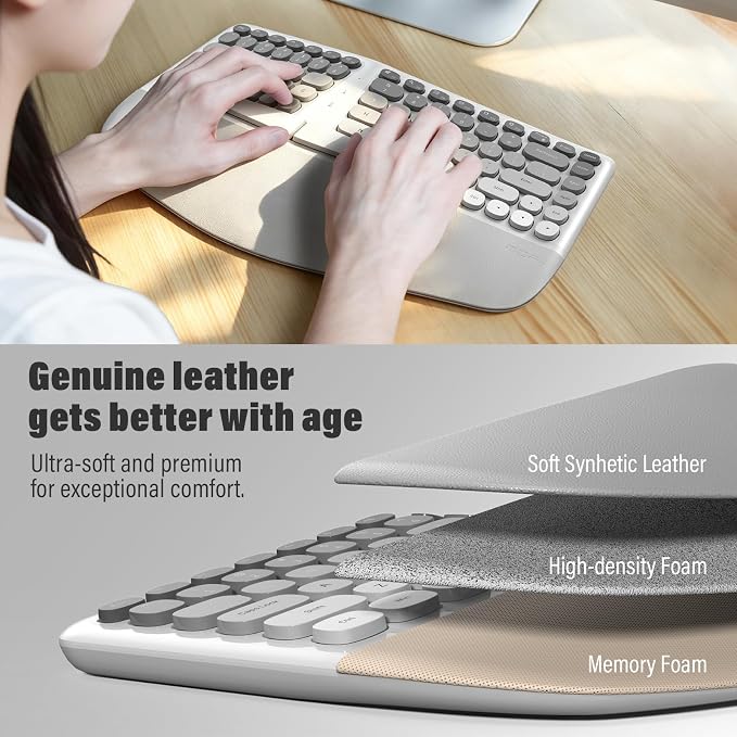 MOFII Wireless Ergonomic Keyboard and Mouse Combo, Split Curved Keyboard with Wrist Rest, Vertical Mouse, 2.4G, for PC Laptop Desktop Mac- Gray Gradient Colorful - Image 5
