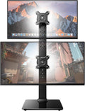 HUANUO Dual Monitor Stand for 13 to 34 Inch, Max Load 44 lbs, Vertical Monitor Mount, Freestanding Monitor Riser with Swivel, Tilt, Rotation, 13 Height Settings, Max VESA 100x100 by HUANUO