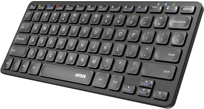 Arteck Universal Multi-Device Bluetooth Keyboard Ultra Slim and Compact Wireless Bluetooth Keyboard with Media Hotkeys for Windows iOS iPad OS Android Computer Desktop Laptop Surface Tablet Smartphone by ARTECK