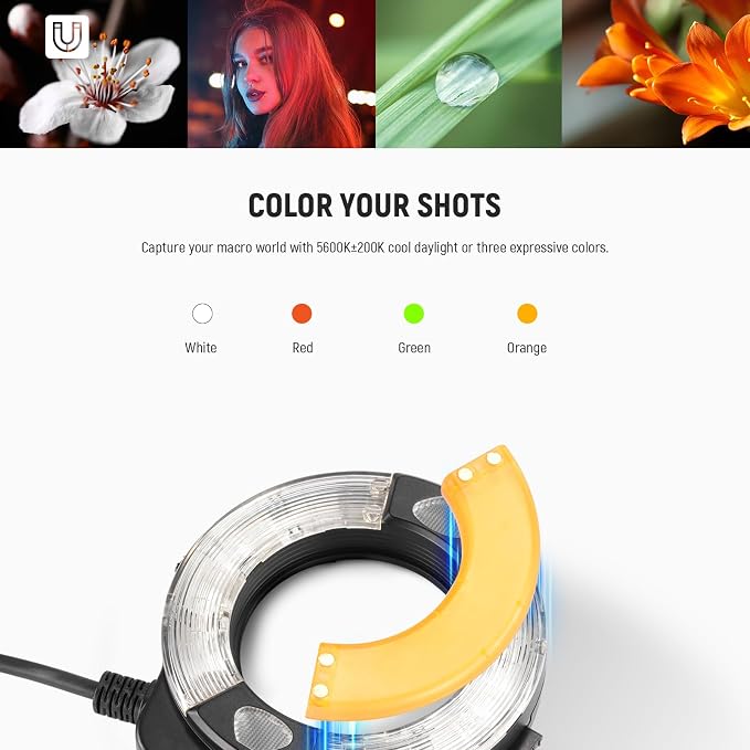 NEEWER RF1-S Marco Ring Flash Light Compatible with Sony Camera, 76Ws GN15 5600K TTL Lighting, 1-1/128 Output Front/Rear Curtain Sync Color Gels Lens Adapter Rings for Macro Photography Studio Photo - Image 8