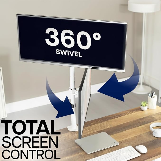 VIVO Dual Monitor Desk Mount for 13 to 34 inch Screens, STAND-V002TW | White, Adjustable Monitor Arm, Grommet or C-Clamp Mounting, Vertical Computer Stand for 2 Monitors, Holds 22 lbs Each - Image 8