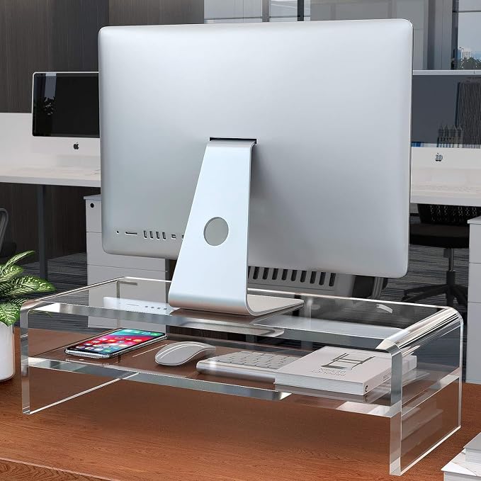 Egchi Acrylic Monitor Stand, 2 Tiers Computer Monitor Riser(20x8x5.5 Inch), Monitor Riser/Computer Stand for Home,Office,Business,PC Desk Stand for Keyboard Storage& Multi-Media Laptop Printer Screen | Computer Stand for Home,Office,Business,PC Desk St... - Image 4