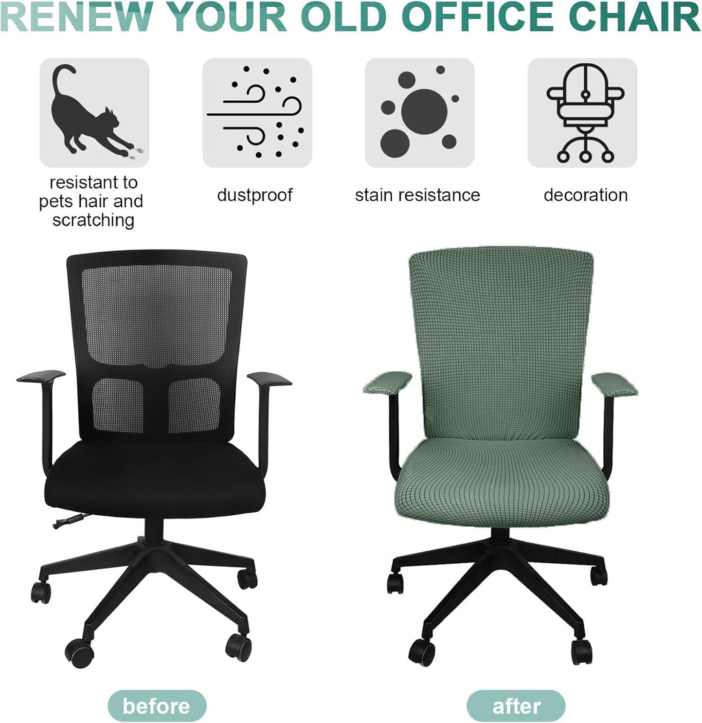 Tatuo 3 Pcs Computer Office Chair Armrest Cover, L, Waffle, Green - Image 3