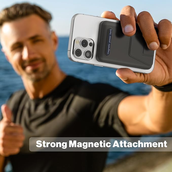 AOGUERBE for Magsafe Power Bank, 10000mAh Foldable Wireless Portable Charger with LED Display, 3 in 1 Magnetic Battery Pack with 22.5W Fast Charging for iPhone 17/16/15/14/13/12 Pro/Pro Max/Plus/Mini | 22.5W PD Fast Charging for Magsafe Battery pack, L... - Image 3