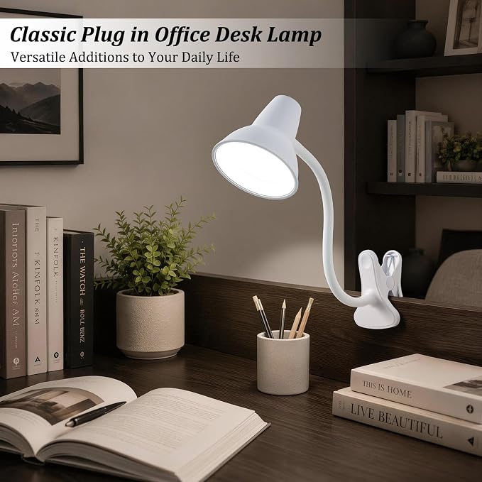 Clip On LED Desk Lamp, Flexible Arm, Eye-Caring Study Lamps for School Dorm | 4.5W Energy-Saving, Anti-tip Bedside Reading Light, Desk Lamps for College Dorm Room, Home Office, Modern Lamp with 1.6m Cord - Image 7