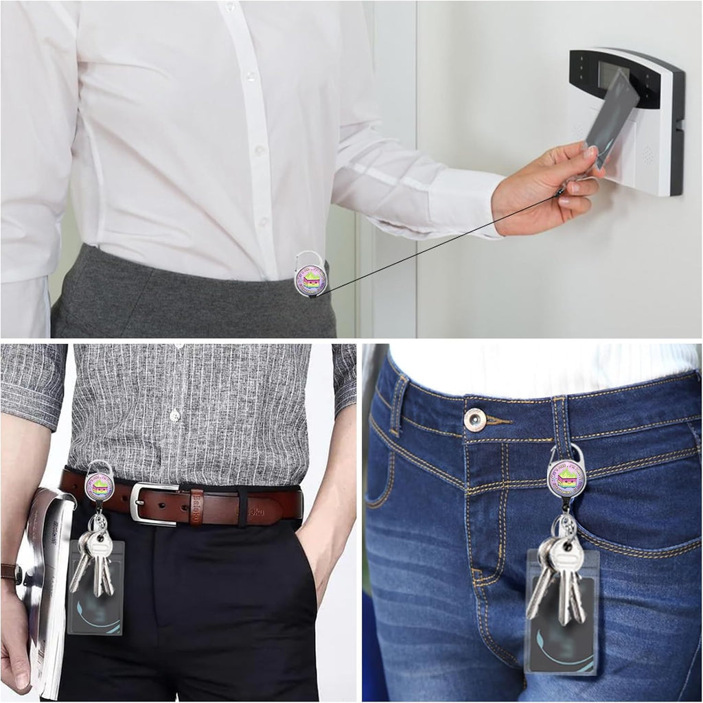 Dumpster on Fire Purple Lanyards for ID Badges and Keys, Retractable Badge Reel Heavy Duty with Carabiner Clip, Funny I'm Fine ID Badge Holder with Lanyard, Teacher Nurse Women Office Gifts - Image 3