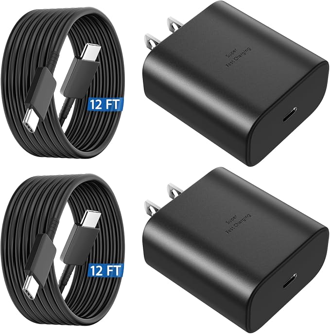 45W USB C Super Fast Charger Type C Charger Fast Charging Android Phone Charger Block with 12FT Type C Charging Cable for Samsung Galaxy S26 Ultra/S26/S26+/S25/S25 Ultra/S25+/S24 Ultra/S23 Ultra/S22 by Vilive
