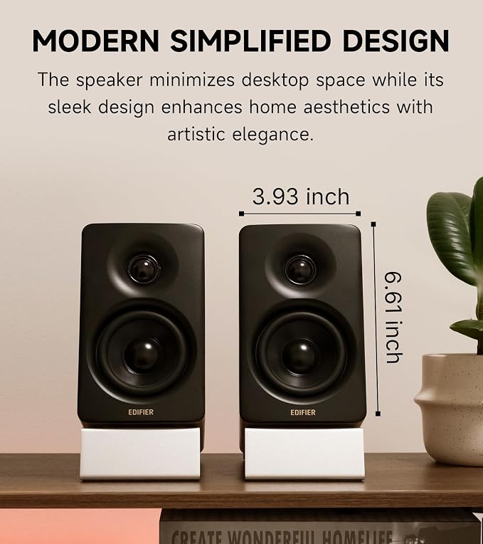 Edifier M60 Multimedia Speaker, 66W RMS Computer Speaker, Classic Oak | Bluetooth 5.3, Hi-Res Audio with LDAC, 3" Mid Bass & 1" Tweeter, USB-C AUX Inputs, Compact Desktop Speaker - Image 9