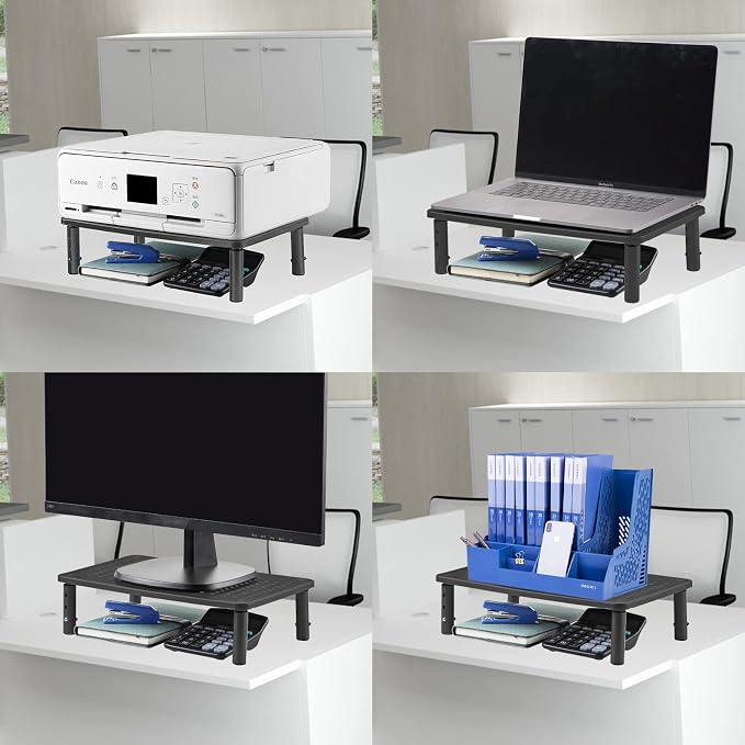 Monitor Stand Riser, Metal Computer Stand, 3 Height Adjustable Screen Riser with Mesh Platform for PS4, Laptop, Printer, Notebook and All Flat Screen, Holds Up to 20KG | 3 Height Adjustable Desk Riser for PS4, Laptop, Printer, Notebook and All Flat Screen - Image 8
