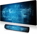 Extended Large Gaming Mouse Pad Abstract Blue Futuristic Tech XXL Size Keyboard Mouse Mat Desk Pad with Non Slip Rubber Base Stitched Edges Office Decor for Women Girls Men,35.4 x 15.7inch by KOAIWPAE