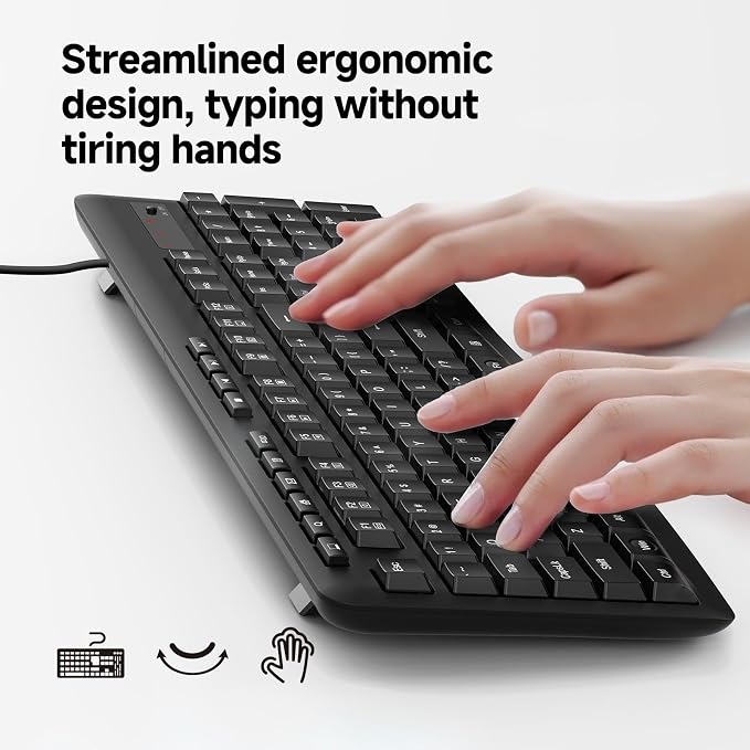 Redragon BK7366 Wired Keyboard,Multimedia USB Quiet Computer Keyboard,Silent Keyboard with Large Number Pad,Spill-Resistant,Anti-Wear Letters,Full Size for Laptop,Desktop - Image 5