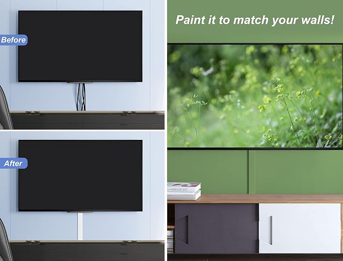 ZhiYo TV Cord Hider for Wall Mounted TV 34in(2X L17in), Large Cord Cover Wall, PVC Cable Management Raceway Kit, Wire Hider for Wall, Beige Wire Concealer, W2in x H0.7in - Image 5
