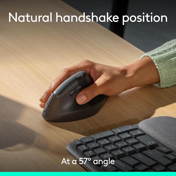 Logitech Wave Keys Keyboard & Lift Mouse Ergonomic Combo - Graphite | Cushioned palm rest, Easy-Switch technology, wireless Bluetooth, multi-OS compatible with Windows and Mac - Image 5