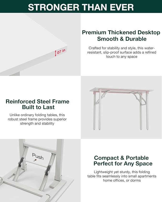 Small Folding Computer Desk – Portable 35.8 Inch Foldable Laptop Table, Collapsible and Compact for Easy Storage and Fast Setup, Lightweight for Small Spaces, Craft and Study Use, White Ash - Image 6