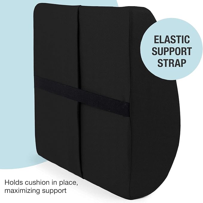 DMI Lumbar Support Pillow for Chair to Assist with Back Support with Removable Washable Cover and Firm Insert to Ease Lower Back Pain while Improving Posture,14 x 13 x 5,Contoured Foam,Elite,Black - Image 6