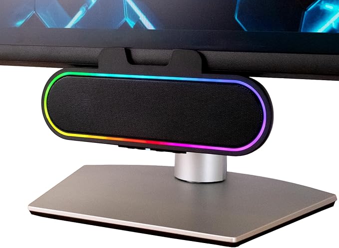Cyber Acoustics CA-2890GX USB Speaker Bar with Music-Sync LED Lights | Monitor-Mounted Speaker Bar, Great for Music and Casual PC Gaming, 9 Color Modes, USB-C with USB-A Adapter Included by CyberAcoustics