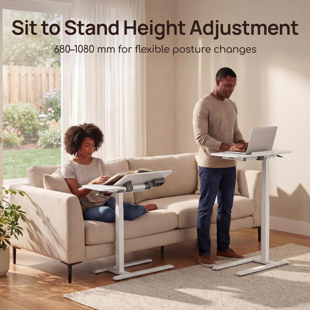 28" Overbed Table with Wheels,Dual-Tiltable Hospital Medical Over Bed Table - Image 4