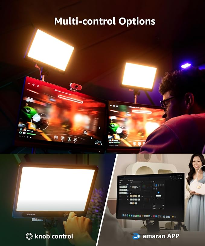 amaran Verge Bi-Color Edge-lit Rectangular Panel,26W Soft LED Video Light | Adjustable CCT,APP Control Professional Studio Light for Streaming, Gaming Studio,Recording and Video Conferencing Charcoal - Image 2