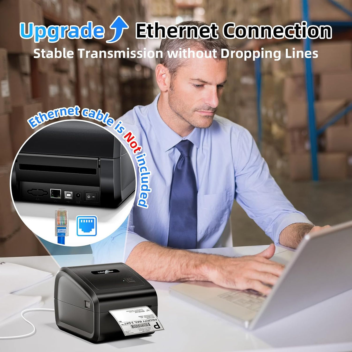 Bluetooth Thermal Label Printer 4x6 with Built-in Paper Bin - Image 3