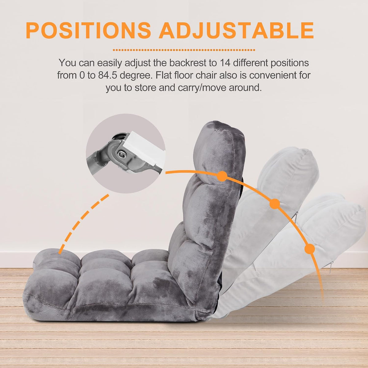 SUPER DEAL 14-Position Folding Floor Chair Gaming Sofa Cushioned Padded Reclining Bed Lounge Couch Seating for Comfy Reading, Reading, Gaming, Relaxing, Watching TV - Image 4
