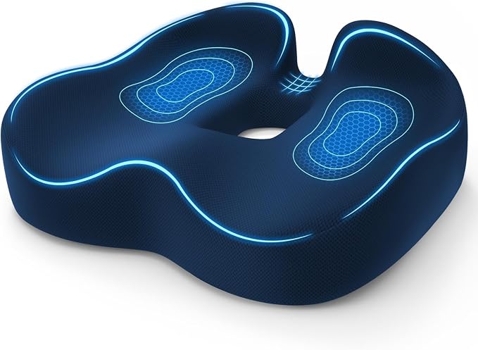 TushGuard 5-Zone Ergonomic Seat Cushion with Coccyx Cutout, Blue | Office Chair Cushions for Tailbone Pain, Non-Slip Bottom, Breathable Washable Mesh, Versatile Use for Car, Office, Wheelchair by TushGuardSeatCushonsPillows