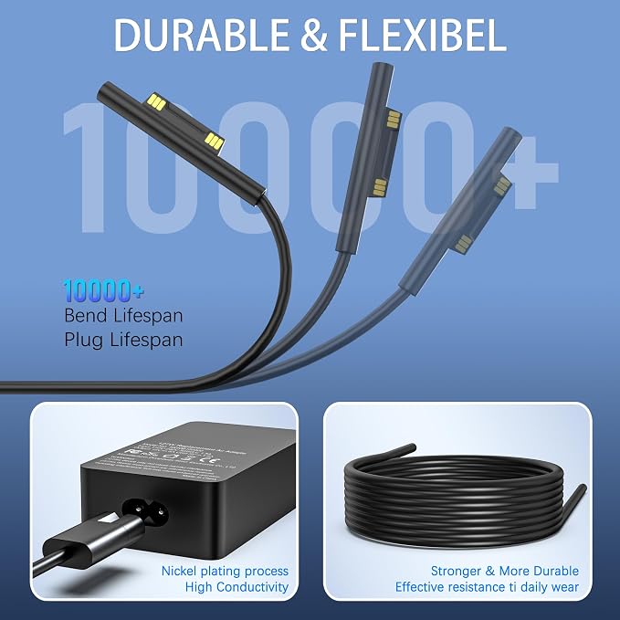127W Surface Book Charger Compatible with Microsoft Surface Book 3 2 1, Surface Pro 10 9, 8, 7+, 7, 6, 5, 4, 3, X, Windows Surface Laptop/Go, Surface Laptop Studio 2, 1 Power Supply Cord - Image 7