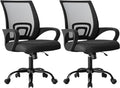 DUMOS Home Office Chair - Ergonomic Mid Back Mesh Desk Chair with Lumbar Support & Rocking Mode, Height Adjustable with Fixed Armrest, for Computer, Gaming, Meeting, 360° Swivel, Black, 2 Pack by DumosLifestyle