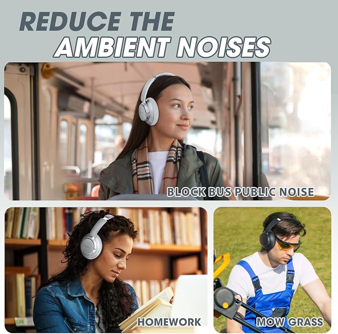 BERIBES Hybrid Active Noise Cancelling Headphones Wireless Over Ear 70Hours | Foldable Bluetooth 6.0,Transparent Modes,3.5MM Cable,Lightweight Built-in Mic,HiFi Stereo Deep Bass,Soft-Earpad,Fast Charging - Image 7