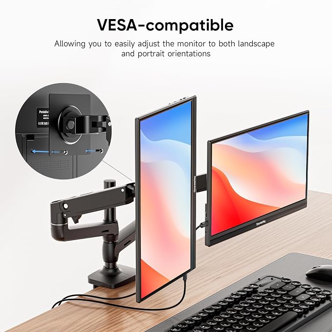 Travel Portable Monitor with Sleeve Bag, 15.6" FHD 1080P Portable Screen for Laptop with Kickstand, USB-C HDMI Second External Monitor, Screen Extender for Laptop Mac Phone PS4/5 Xbox Switch - Black - Image 6