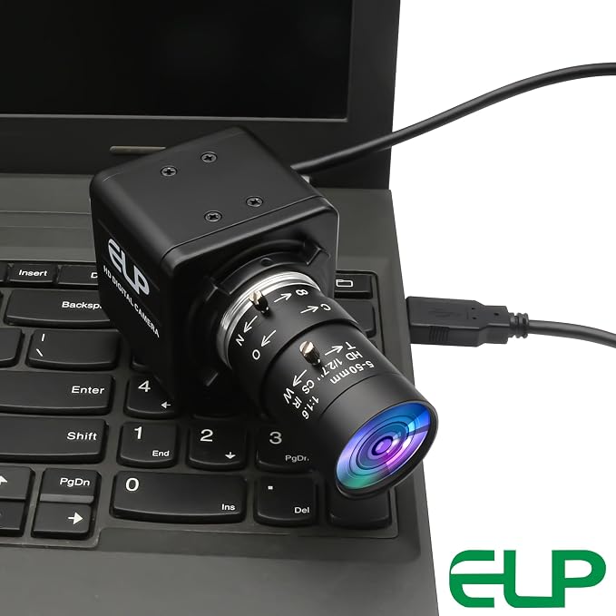 ELP Global Shutter USB Camera, Manual Zoom Telephoto UVC USB2.0 High Speed 1080P 90fps Lightburn Cameras for Laser, Variable Focus AR0234 Close-up Webcam for Computer - Image 2