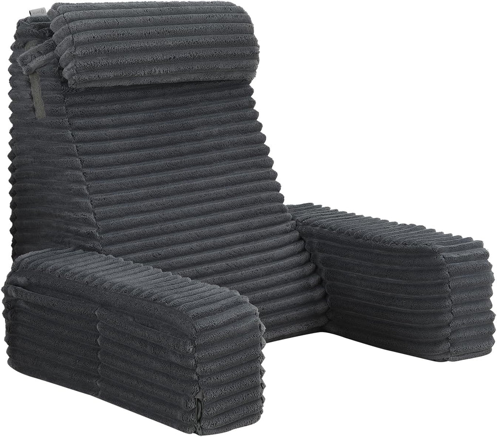 24" XXL Back Pillow for Bed Sitting Up with Armrests & Big Pockets by ENITYA