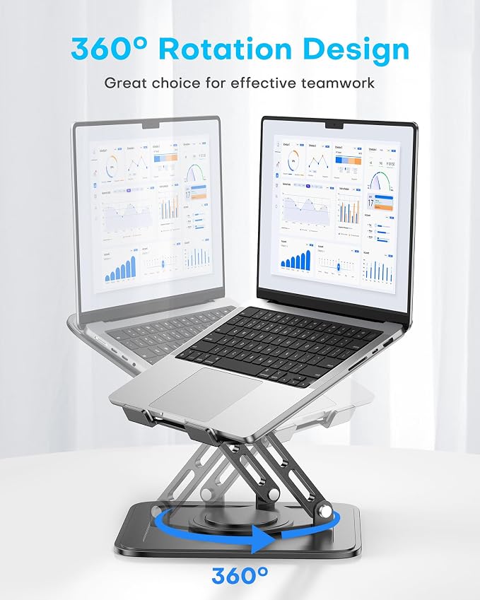 LOXP Adjustable Laptop Stand, Computer Stand with 360 Rotating Base | Ergonomic Laptop Riser Mount for Desk Foldable Protable Computer Desk Fits with MacBook Pro Air - Image 3