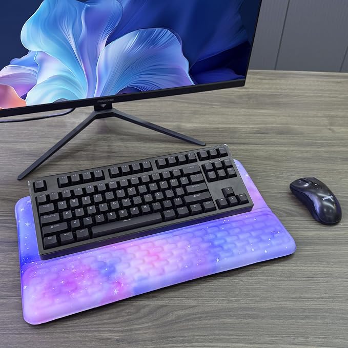 Computer Keyboard Stand with Wrist Rest, Ergonomic Tilted Keyboard Holder - Keyboard Riser with Wrist Pad - Keyboard Tray Support for Office Home -Colorful Stars - Image 7