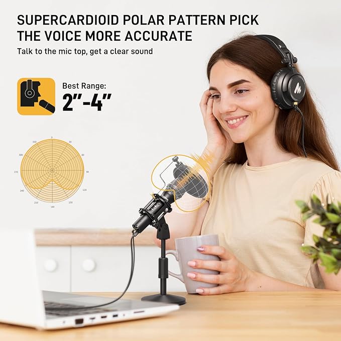 MAONO HD300T USB/XLR Dynamic Podcast Microphone for PC & Audio Interface | Studio Mic with Volume Control, Headphones Jack, Shock Mount, Pop Filter for Vocal Record Streaming Content Creation Singing - Image 5