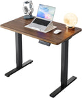HUANUO 32x19 Inch Small Electric Standing Desk, Adjustable, Black Walnut | 176 Lbs Capacity, Rounded Corners, Wheel-Ready Feet, Compact Desktop, Apartment Workspace, 28.3–46.5 Inch Height Range by HUANUO