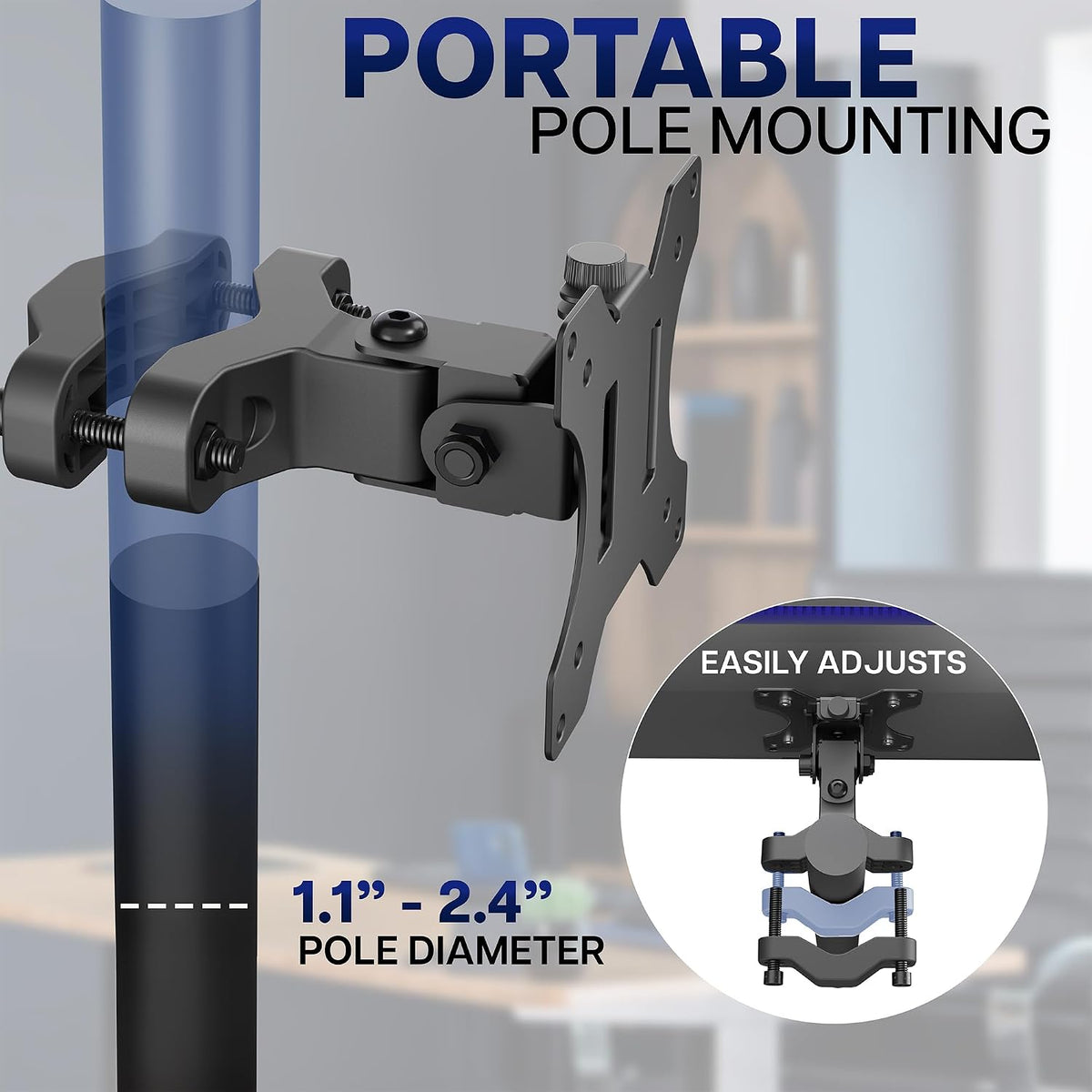 VIVO Black Pole Bracket Monitor Mount for 17-32 in Screen, MOUNT-POLE01 - Image 2