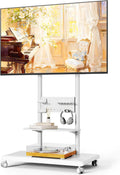 Heavy-Duty Rolling TV Stand for 37–75″TVs up to 154lbs,White by ECOTINY