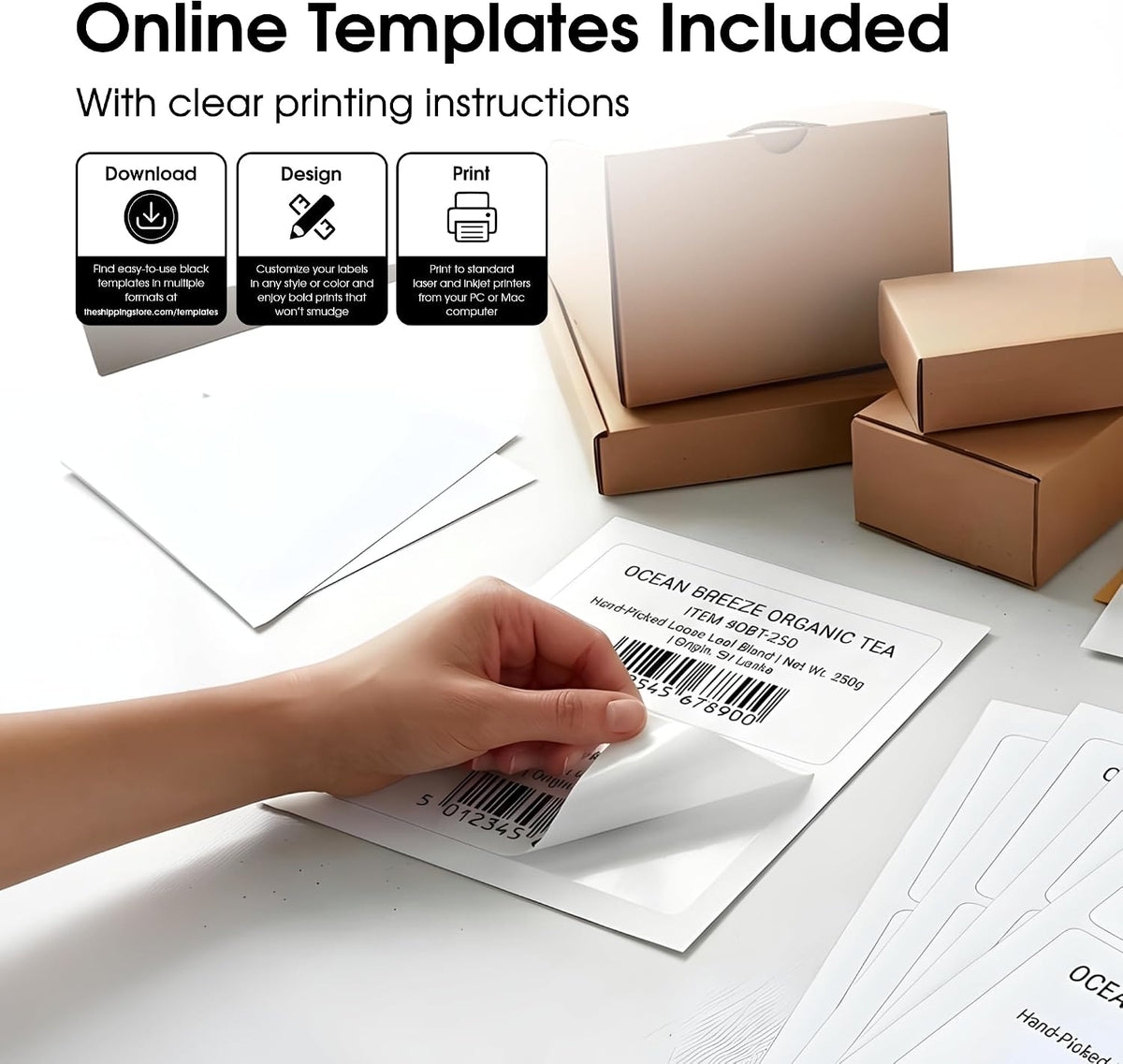 8.5" X 5.5" Matte White Printable Half Sheet Shipping Labels - Image 3