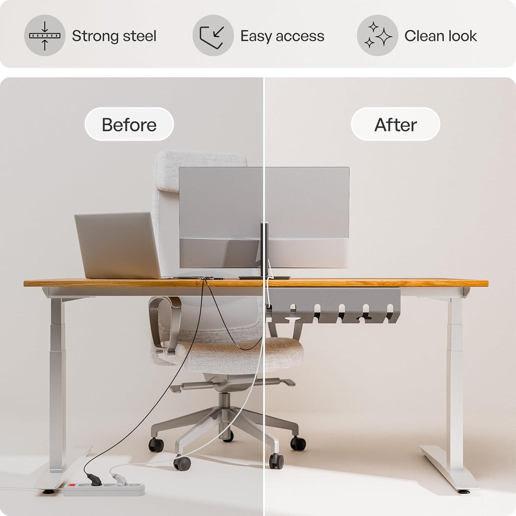 PAMO Cable Management Under Desk, Set of 2 - Grey/Silver - Image 4