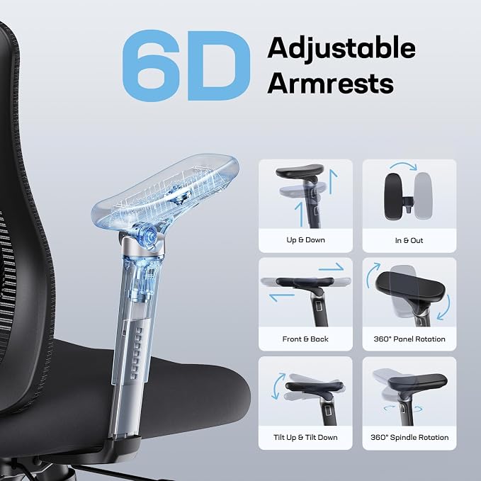 Marsail Ergonomic Office Chair with 6D Armrests, 3D Adjustable Headrest, Slide Seat, Lumbar Support, and 4-Position Tilt Lock – Big and Tall Office Chair with 330 lbs Capacity, Pack of 10 - Image 4