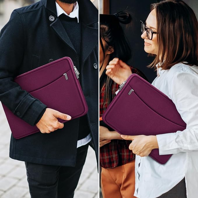 Laptop Sleeve Bag 14 inch, Shockproof Protective Laptop Cover Carrying Computer Bag with Accessory Pocket Portable Computer Case for 14" MacBook, HP, Dell, Lenovo, Acer, Rose Red - Image 7