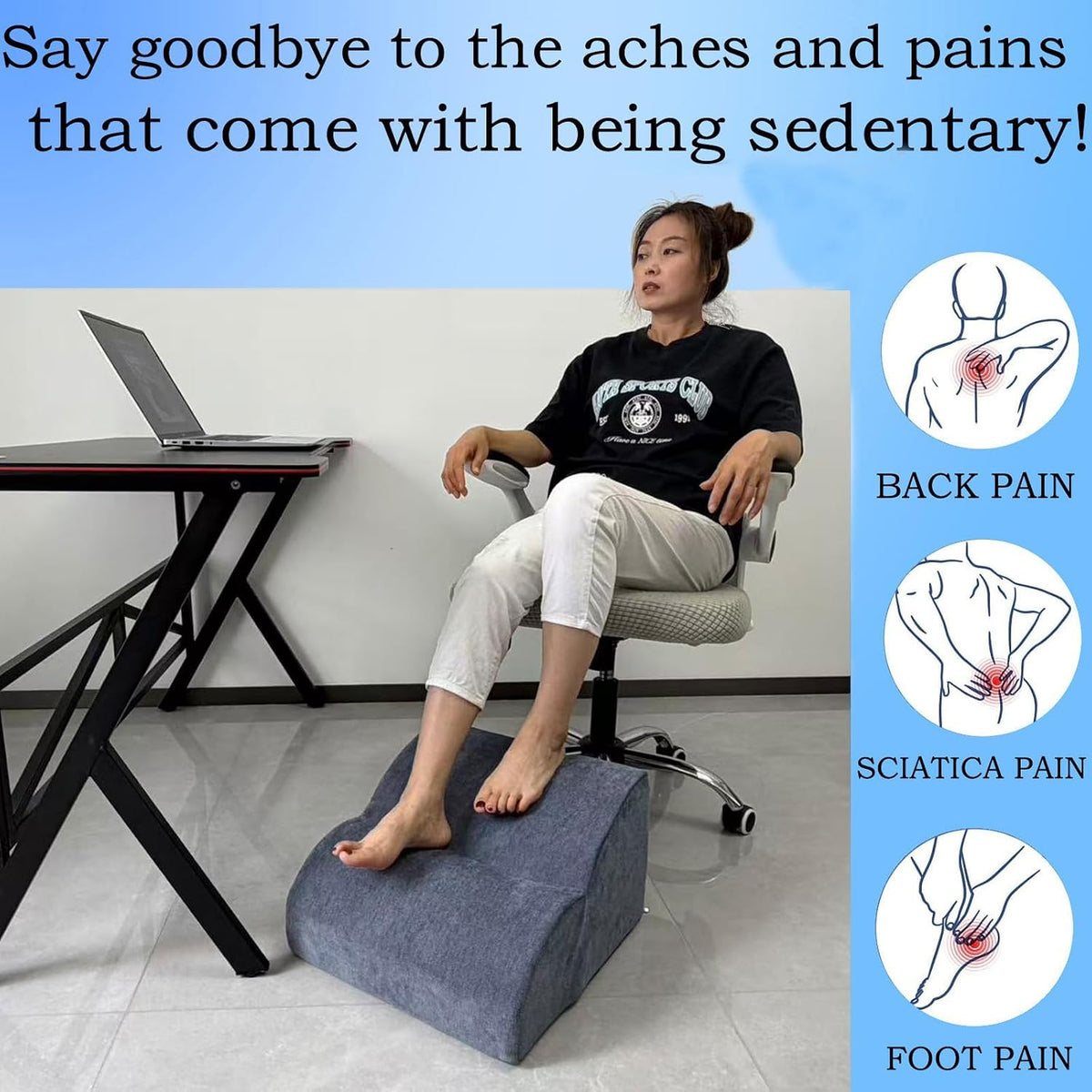 Foot Rest for Under Desk at Work.Multifunctional 3-Tier Foot Stool - Image 4