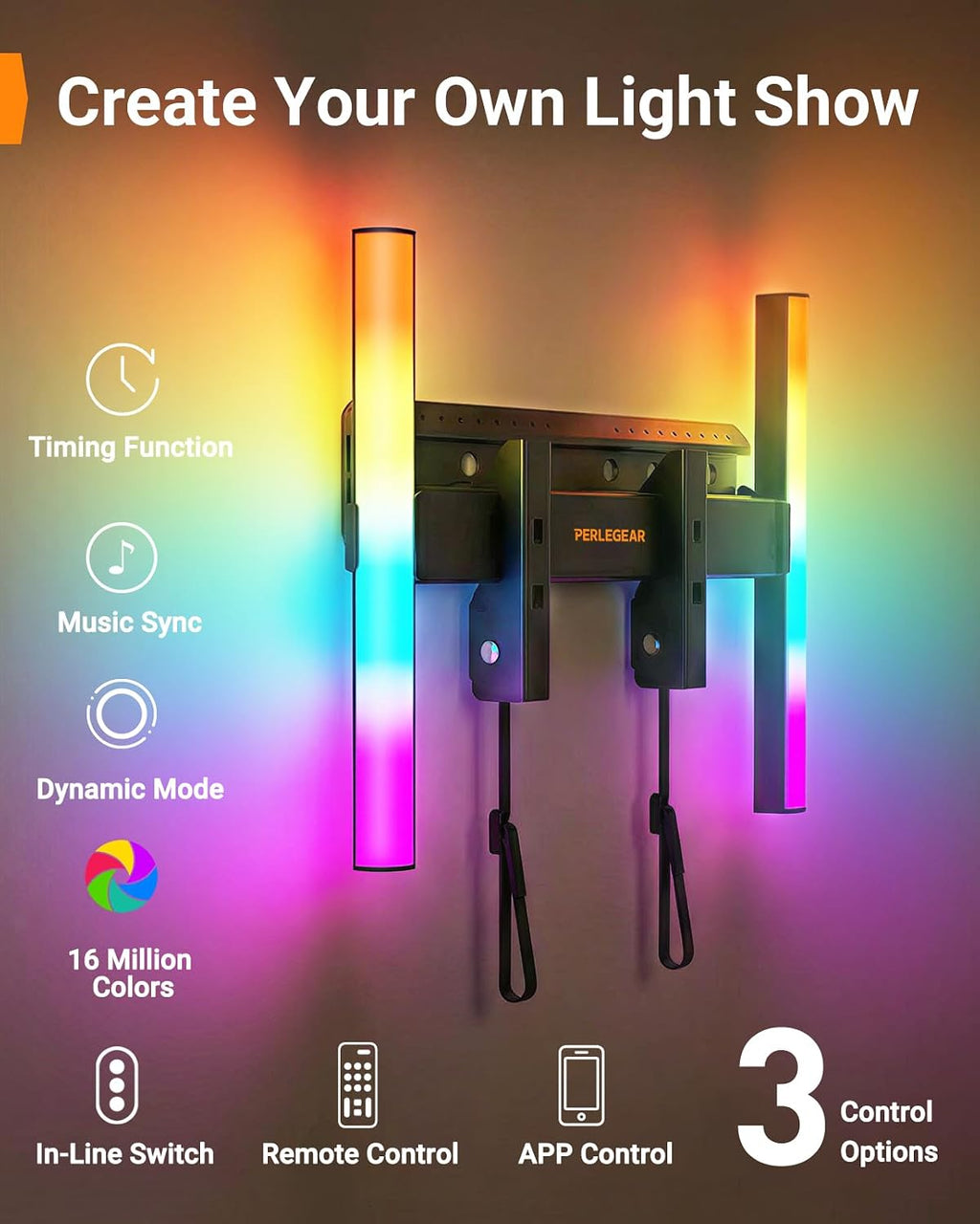 Perlegear No Stud TV Wall Mount with LED Light for 24–65 inch TVs - Image 4